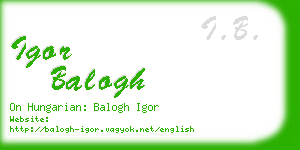igor balogh business card